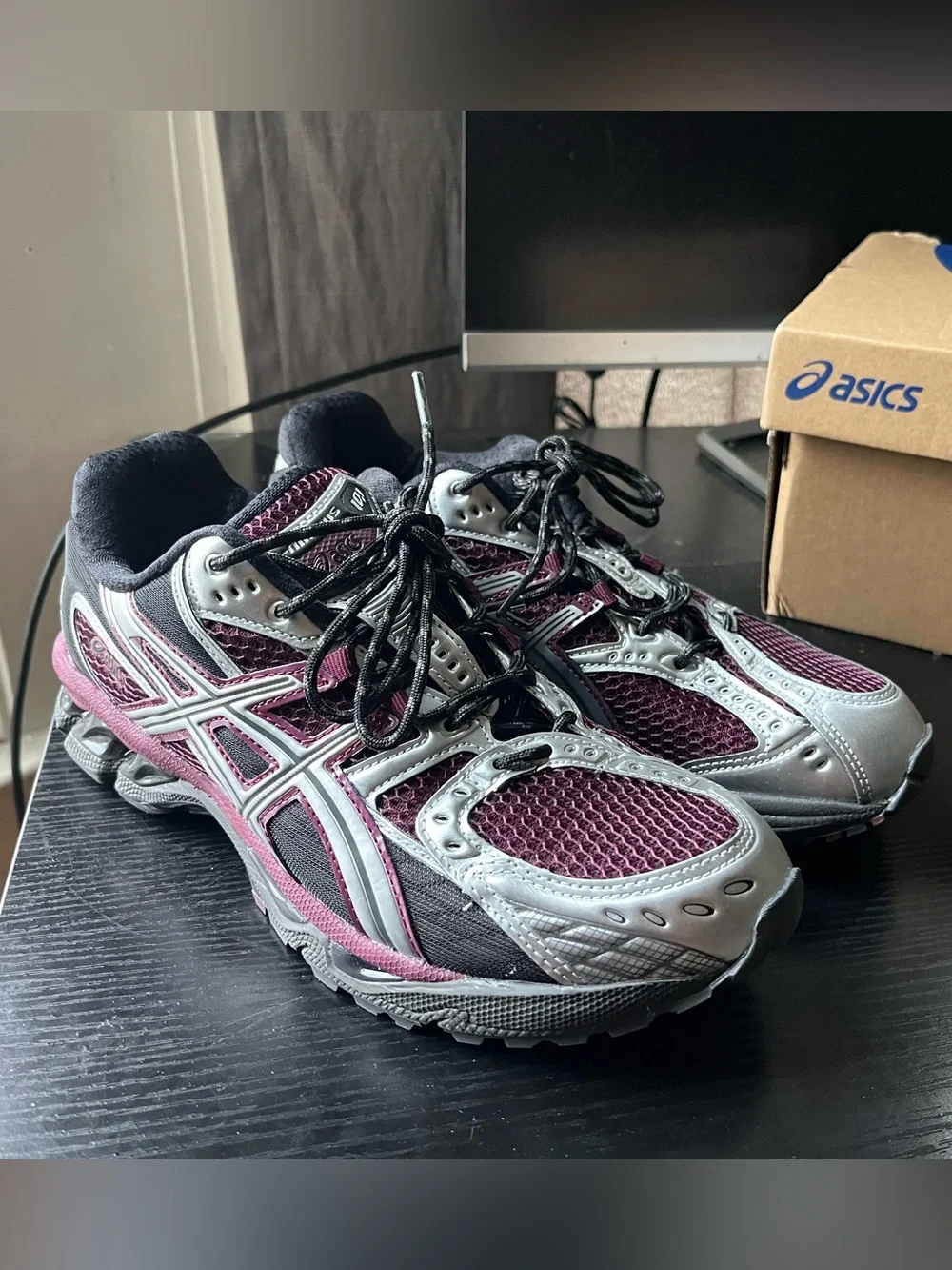 ASICS Women's Burgundy and Silver Athletic Running Shoes